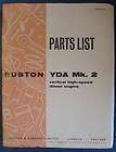 RUSTON YDA Mk2 DIESEL ENGINE ILLUSTRATED SPARE PARTS LIST 1964 ALL 