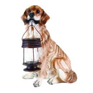    Golden Retriever Dog With Lantern Solar Light (Tan) Beauty