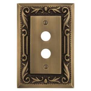  Solid Brass Floral Design Push Button Plate   Antique Brass 