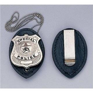Clip on Leather Badge Holder W/Silver Chain ***BADGE NOT INCLUDED 