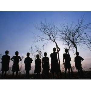  Group of Village Children Silhouetted in Nsasje District 