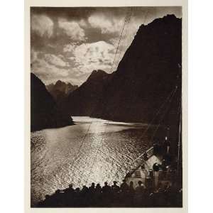  1931 Trollfjord Lofoten Norway Norge Fjord Photogravure 