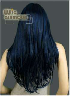 Cosplay Wig Long Dark Blue Mixed Black Hair Wigs LL48  