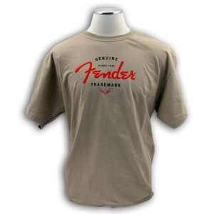  Fender® Genuine Trademark T Shirt, Sand, L Musical Instruments