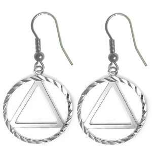SILVER AA ALCOHOLICS RECOVERY ANONYMOUS SOBER EARRINGS  