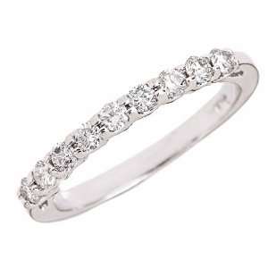 14K White Gold Diamond Anniversary Ring in Prongs Setting 0.45ct 5 (G 