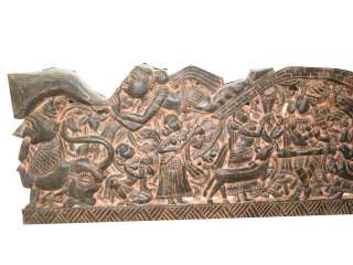 Krishna Radha Carved Wood King Size Headboard Wall Panel 72 Inch 