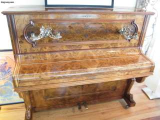 Antique ART Case Burr Walnut German Upright Piano JUST FRENCH 