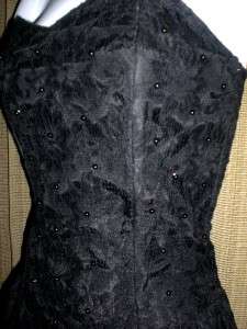 VTG LACE BEADED PROM PARTY COCKTAIL DRESS GOWN evening formal 80s 