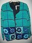 Alex Kim Woven Bluegreen Chenille Sweater Jacket w/Flor