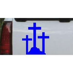 Blue 10in X 8.6in    Three Crosses Christian Car Window Wall Laptop 