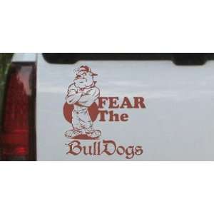 Fear The Bulldogs Sports Car Window Wall Laptop Decal Sticker    Brown 
