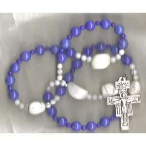  Anglican Prayer Beads of Lapis Blue with St. Francis Cross 