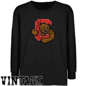  Cornell Big Red Youth Black Distressed Logo Vintage T 