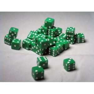  Square Cornered Dice Green/White Opaque 12mm d6 (36 