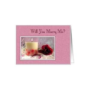  Invitations   Marriage Proposal, Candle & Rose Card 