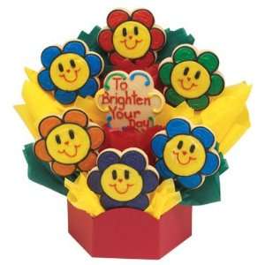 12 Cookie Smiling Face Daisies Bouquet in a Standard Container 