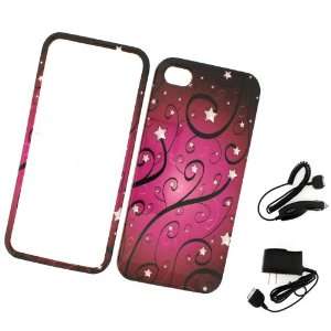  Apple iPhone 4 / 4s PINK SHOOTING STAR SWIRLS SNAP ON SNAP 