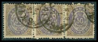 DENMARK. 1875. 50 ore in 3 stribe, separated between 2 items. AFA #30a 