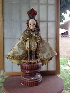   Niño De Cebu Catholic Baby Jesus 18 tall Glass Eyes Crown  