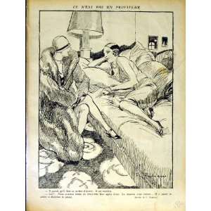 LE RIRE FRENCH HUMOR MAGAZINE LADIES HOUSE BED PRINT