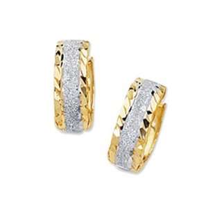  14k 2 Tone Gold 15mmx6mm Huggie Earrings Jewelry