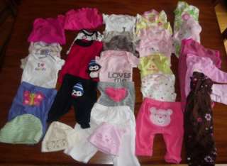 Huge 29 Piece Lot Newborn Baby Girl Clothes Carters *EUC* Onesies 