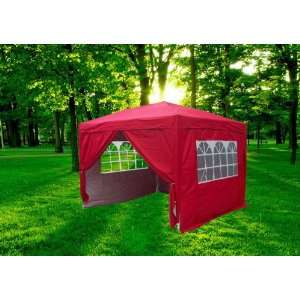  10x10 red pop up canopy with sidewalls