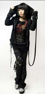 visual kei punk rock fashion t shirt top gothic lolita black jacket 