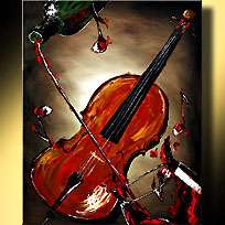 JAZZ CELLO RED WINE ART GICLEE OF LEANNE LAINE PAINTING  