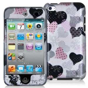 iPOD TOUCH 4 / 4G / 4TH LOVE DESERT PINK HEARTS ON SILVER 