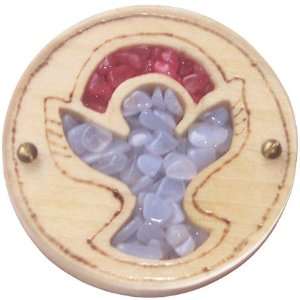   Amulet Praying Angel Magnet In Blue Lace Agate And Ruby Crystals