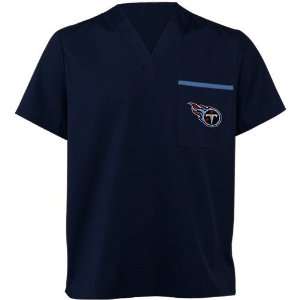  Tennessee Titans Navy Blue Scrub Top (Small) Sports 