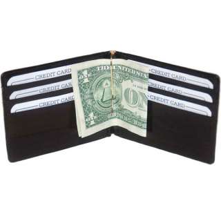Eel Skin Leather Interior Money Clip With Card Holder Black Unisex 