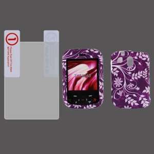 Pantech Jest TXT8040 Premium Design Purple Flower Leaf Hard Protector 