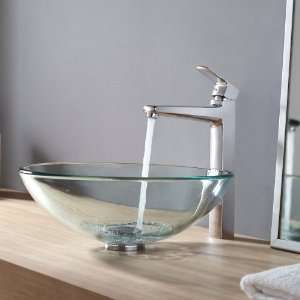   GV 101 12mm 15500CH Clear Glass Vessel Sink and Virtus Faucet, Chrome