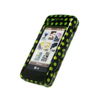 for LG enV Touch Hard Case Cover Black Green Polkadots 654367688427 
