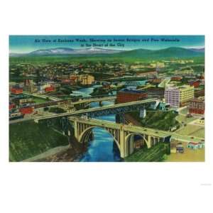  Arial View of Spokane, WA   Spokane, WA Giclee Poster 