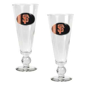 San Francisco Giants MLB 2pc Pilsner Glass Set with Baseball on stem 