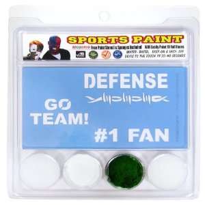 White and Dark Green Sports Fan Face Paint Set Party Supplies (White 