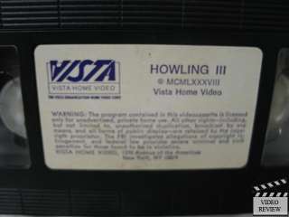 Howling 3 VHS Barry Otto, Max Fairchild  