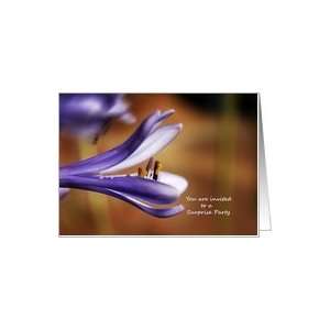 Surprise Party Invitation   Purple Flower Card