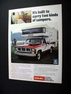 GMC Truck Carrying Amerigo Camper 1974 print Ad  