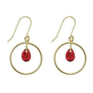   July Birthstone, Lab Created Ruby Briolette Dangle Earrings Jewelry