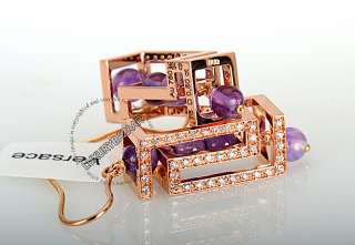   Rose Gold Versace Cube Collection Diamond and Amethyst Earrings  
