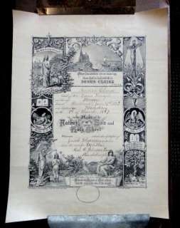 1887 antique BAPTISM CERT AMMON E. LENGEL millbach,pa  