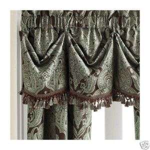 Croscill ROYALTON Federal VALANCE Aqua/Brown NEW 84  