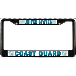 USCG Coast Guard Flag Black License Plate Frame Metal Holder