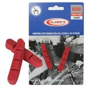  Clarks Road Bike Brake Pads 52mm Shimano Insert Red 