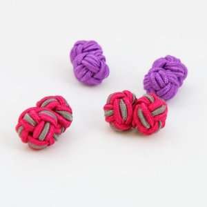 Dark pink rose brown, purple contemporary silk knot Cufflinks with 